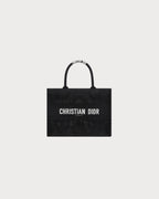 CHRISTIAN DIOR Medium Dior Book Tote Toile de Jouy Soleil Macrame Embroidery | 迪奧 手提袋 (中碼/Black)