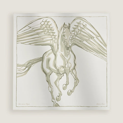 HERMES Libre Comme Pegase Scarf 90 | 愛馬仕 絲巾 (白色)