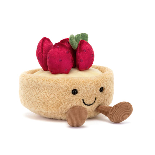 JELLYCAT Amuseables Fleurette Tarte Aux Fraises | Strawberry Tart (Brown)