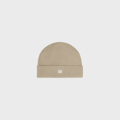 CELINE Triomphe Beanie in wool and cashmere | 賽琳 冷帽 (沙色)