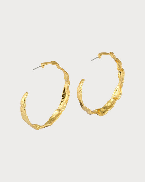 ALEXIS BITTAR Brut Textured Gold Hoop Earring | Earrings (gold)