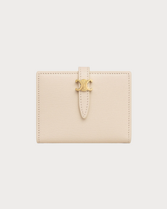 CELINE Triomphe Pontet Bi-Fold Card Holder Goatskin(Black)