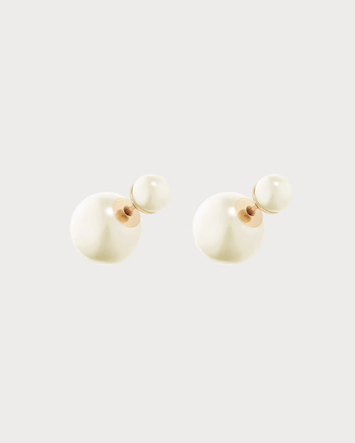 CHRISTIAN DIOR Dior Tribales Earrings Gold-Finish Metal and White Resin Pearls | Dior Pearl Earrings (Gold)