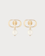 CHRISTIAN DIOR Petit CD Earrings Gold-Finish Metal and White Resin Pearls | 迪奧 耳環 (金色)