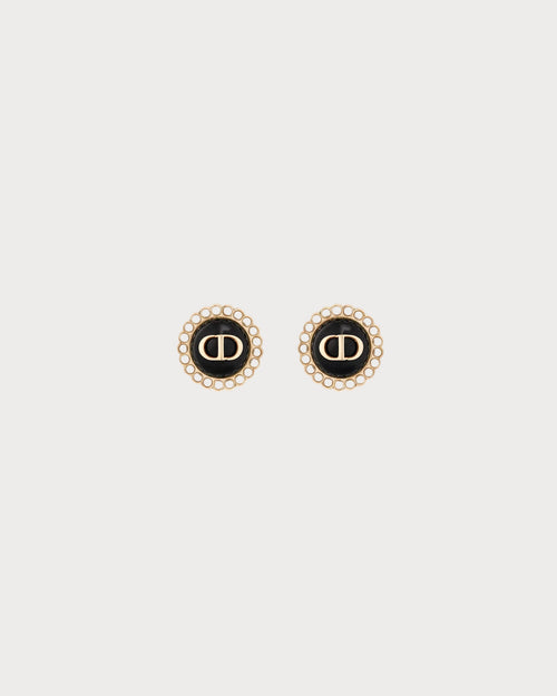 CHRISTIAN DIOR Petit CD Baroque Stud Earrings Gold-Finish Metal | Dior Earrings (Multicolor)