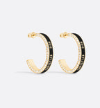 CHRISTIAN DIOR Large Dior Night Code Hoop Earrings Gold-Finish Metal, White Crystals | Dior Earrings (Multicolor)
