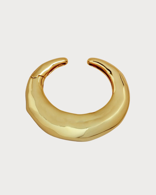 ALEXIS BITTAR Large Molten Hinged Cuff Gold | Bracelet (Large Size/Gold)
