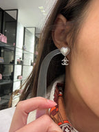 CHANEL 23B ABB634 Heart Pearl Earrings | Chanel earrings (silver)