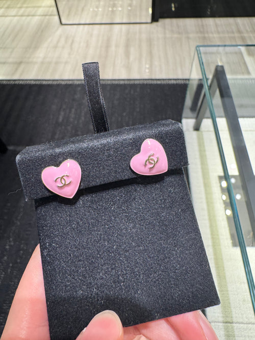 CHANEL Mini Pink Heart Earrings | Chanel Mini Pink Heart Earrings