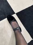 MIU MIU 5F794D Suede Ballerina Flat | 繆繆 平底鞋 (黑色)