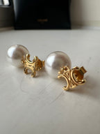 CELINE Triomphe Pearl Earrings | 賽琳 耳環 (金色)