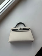 HERMES Mini Kelly II Sellier in Mysore Leather PHW | 愛馬仕 迷你手袋 (黑白色)