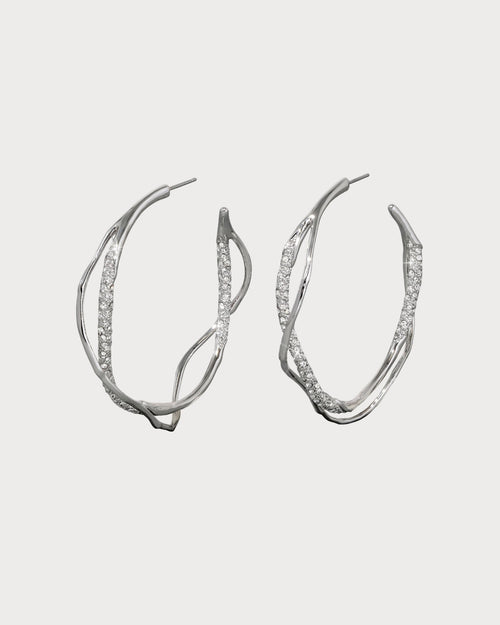 ALEXIS BITTAR Intertwined Two Tone Pave Hoop Earring | Earrings (Multicolor)