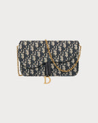 CHRISTIAN DIOR Saddle Pouch with Chain | 迪奧 銀包連鏈帶 (藍色)Blue - LondonKelly 英國名牌代購