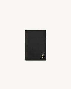 YSL SAINT LAURENT Men's Tiny Cassandre Passport Holder In Matte Leather | 聖羅蘭 男仕護照套 (黑色)