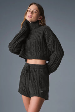ALO YOGA Cable Knit Cropped Winter Bliss Turtleneck Long Sleeve | 麻花針織短版高領長袖上衣 (多色) - LondonKelly 英國名牌代購