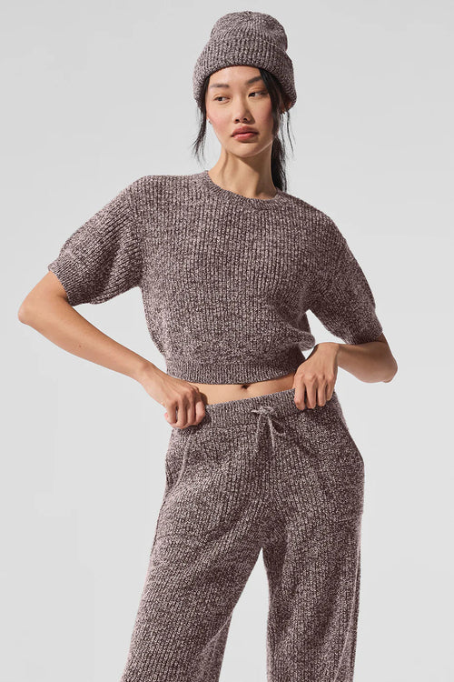 ALO YOGA Marl Sweater Short Sleeve Mushroom Marl | 混紡針織短袖上衣 (多色) - LondonKelly 英國名牌代購