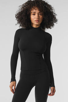 ALO YOGA Ribbed Mesmerize Mock Neck Long Sleeve | 羅紋高領長袖上衣 (多色) - LondonKelly 英國名牌代購
