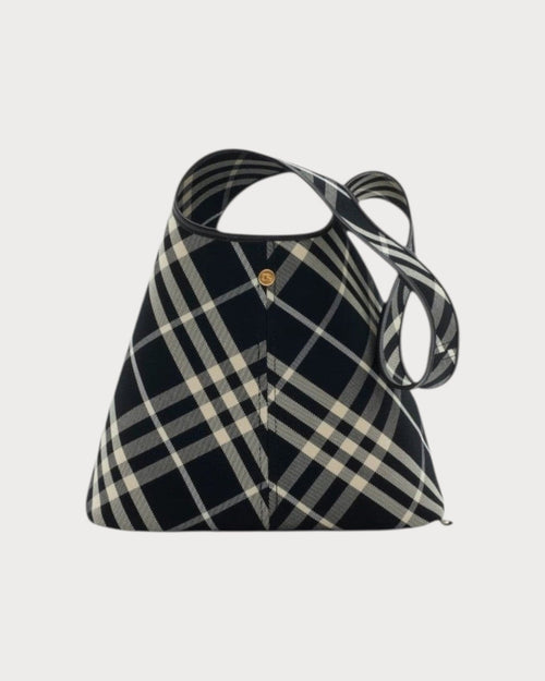 BURBERRY Check Shoulder Bag Black Canvas & Leather(Small/Black) - LONDONKELLY 英國名牌代購