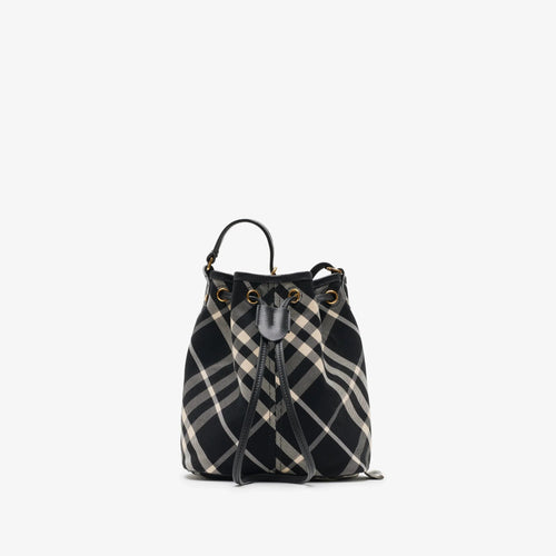 BURBERRY Mini Check Bucket Bag Black | 博柏利 迷你水桶袋 (黑色) - LondonKelly 英國名牌代購