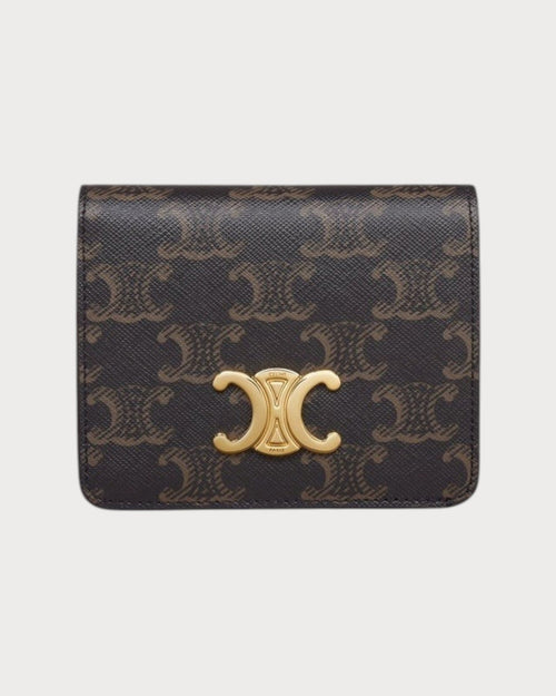 CELINE Triomphe Compact Wallet | 賽琳 銀包 (啡色老花) - LONDONKELLY 英國名牌代購