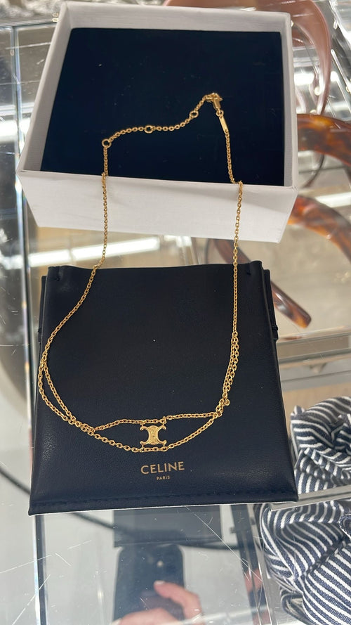 CELINE Triomphe Suspended Necklace | 賽琳 頸鏈 (金色) - LondonKelly 英國名牌代購