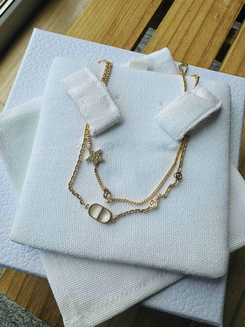 CHRISTIAN DIOR Petit CD Double Necklace | 迪奧 頸鏈 (金色) - LONDONKELLY 英國名牌代購
