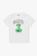 GANNI White Basic Jersey Snake Relaxed T-shirt | 短袖蛇上衣服 (白色) - LondonKelly 英國名牌代購