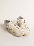 GOLDEN GOOSE Bio - based Super - Star with silver glitter and yellow leather star | 黃金鵝 Bio - based Super - Star 搭配銀色亮片與黃色皮革星星(白色) - LondonKelly 英國名牌代購
