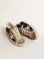 GOLDEN GOOSE Super - Star in black glitter with cream star and suede inserts | 黃金鵝 Super - Star 黑色亮片款,搭配米色星星與麂皮拼接(黑色) - LondonKelly 英國名牌代購