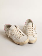 GOLDEN GOOSE Women's Super - Star with silver leather star and pink heel tab | 黃金鵝 女款 Super - Star 搭配銀色皮革星星與粉色後跟標籤(白色) - LondonKelly 英國名牌代購