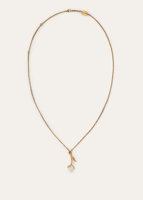 LORO PIANA Linen Flower Bud Necklace | 諾悠翩雅 頸鏈 (金白色) - LondonKelly 英國名牌代購