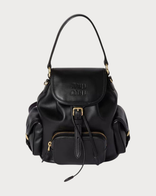 MIU MIU Leather Backpack Medium | 繆繆 中型皮革後背包 (黑色) - LondonKelly 英國名牌代購