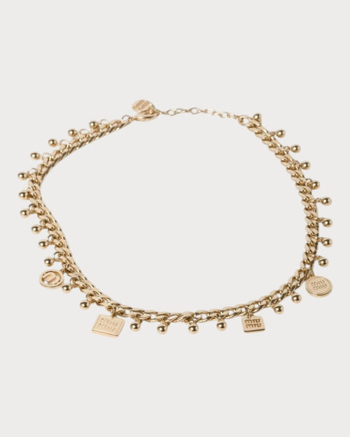 MIU MIU Metal and Synthetic Pearl Necklace | 繆繆 頸鏈 (金色) - LONDONKELLY 英國名牌代購