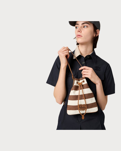 MIU MIU Striped Fabric Drawstring Pouch | 繆繆 手袋 (藍白色) - LondonKelly 英國名牌代購