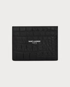 YSL SAINT LAURENT Men's Paris Credit Card Case In Crocodile - Embossed Leather | 聖羅蘭 男仕卡套 (黑色) - LONDONKELLY 英國名牌代購