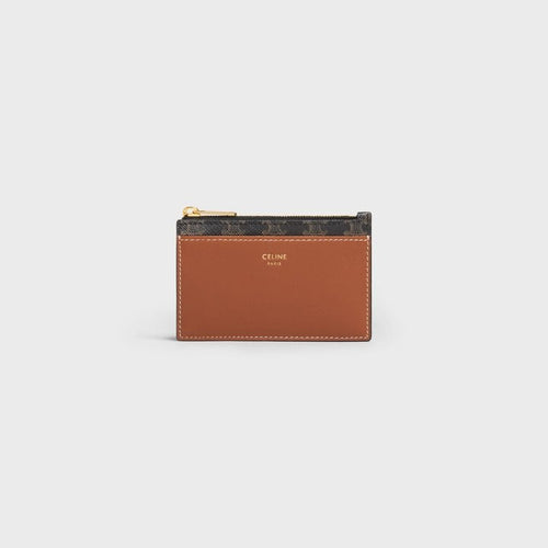 CELINE Triomphe Canvas Zipped Card Holder | 賽琳 拉鏈卡套 (Gold)