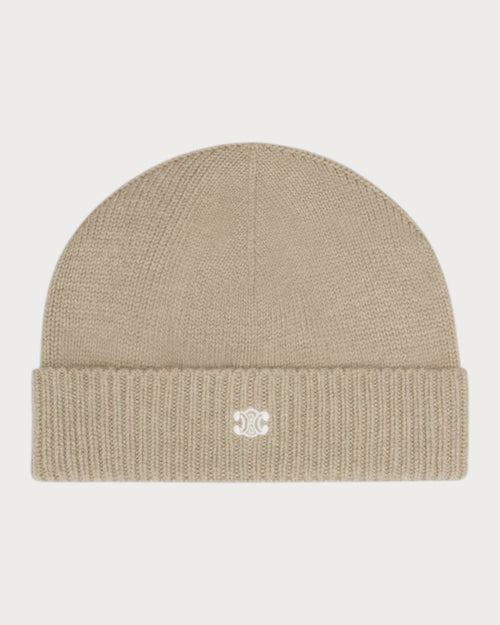 CELINE Triomphe Beanie wool & cashmere(Sand)