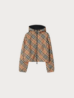 BURBERRY Cropped Reversible Check Hooded Jacket(Beige)