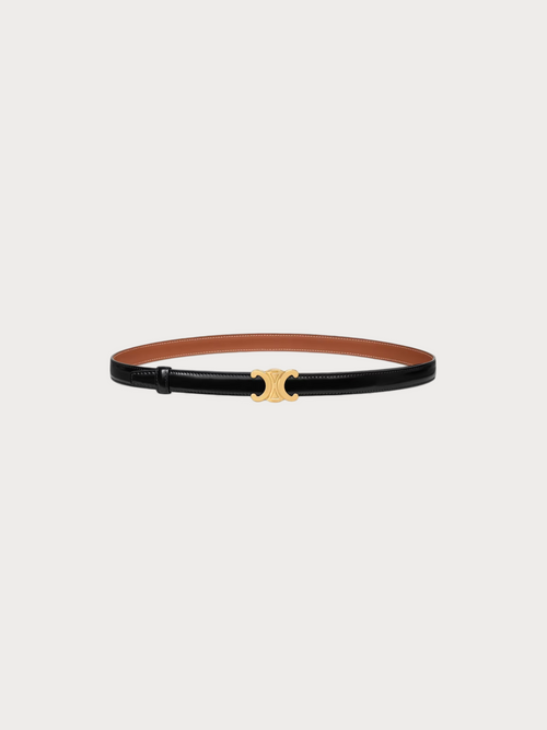 CELINE Triomphe Buckle Reversible Belt Calfskin(18MM/Black/Tan)