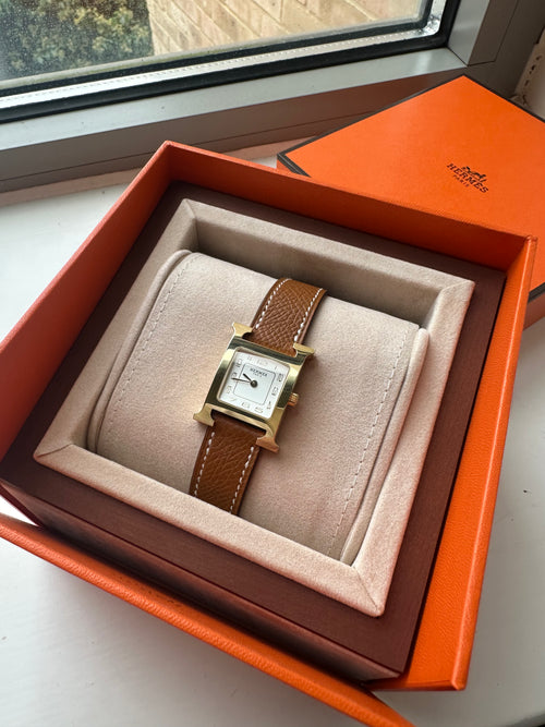 HERMES Heure H Watch Small Size | 愛馬仕 細碼H手錶 (25mm/金色/銀扣)