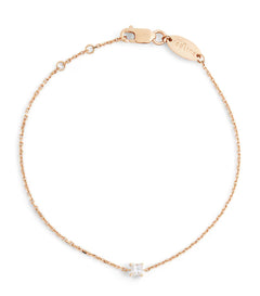 REDLINE White Gold and Diamond Princesse Bracelet | Red String Bracelet (0.11CT/Multicolor) 