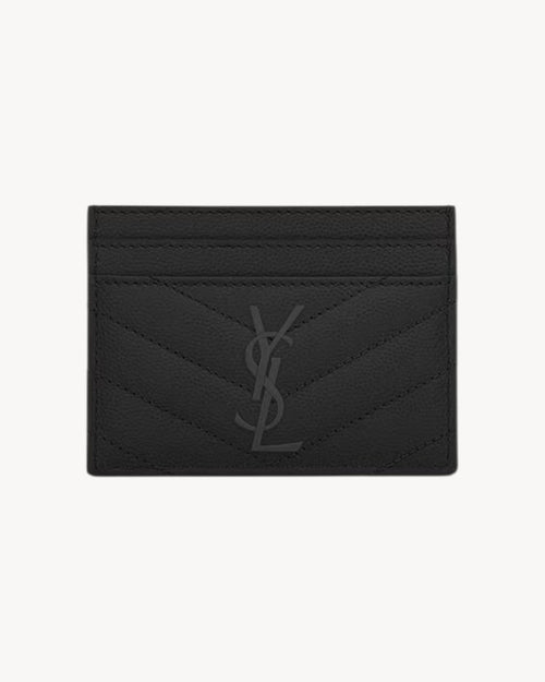 YSL SAINT LAURENT Cassandre Matelasse Card Case In Grain Leather (Black)