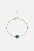 APM MONACO YB4934XMAL Malachite Heart Adjustable Bracelet | 孔雀石愛心可調手鍊 (金色) - LondonKelly 英國名牌代購