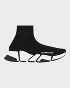 BALENCIAGA (W) Speed 2.0 Recycled Knit Trainers With Bicolor Sole(Black) - LONDONKELLY 英國名牌代購