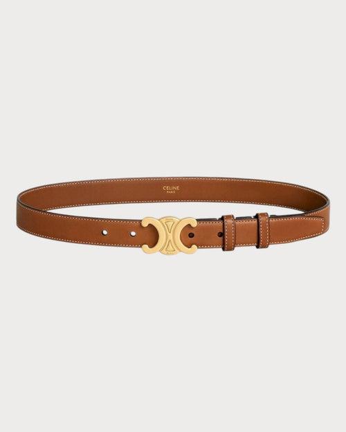 CELINE Medium Triomphe Belt | 賽琳 凱旋門金扣皮帶 (2.5CM/啡色) - LONDONKELLY 英國名牌代購
