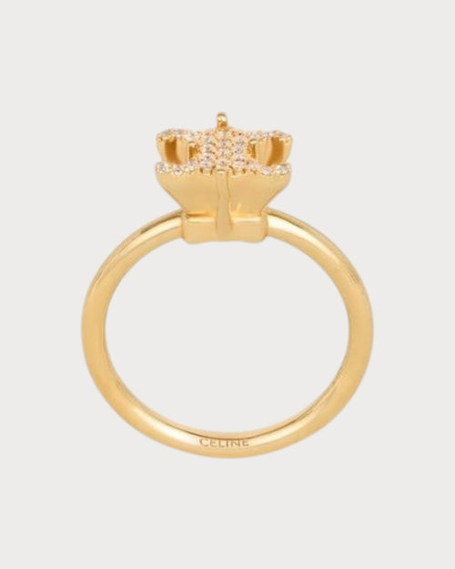 CELINE Triomphe Solitaire Sparkle Ring Strass & Brass with Gold Finish(3 Colors) - LONDONKELLY 英國名牌代購