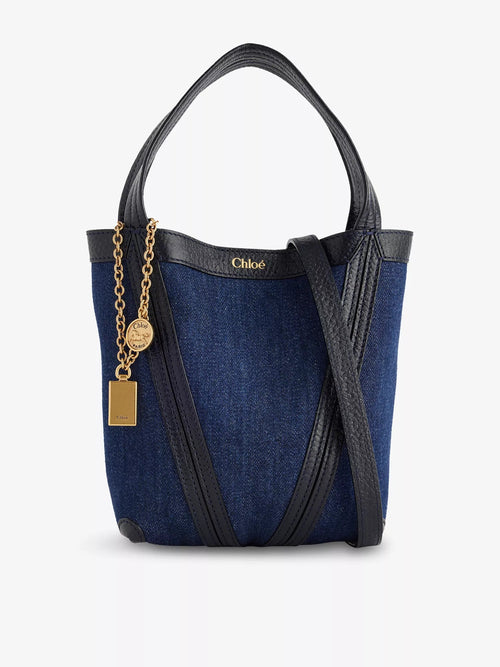 CHLOE Spin Small Denim And Leather Tote Bag Submarine Blue | 蔻依 手袋 (藍色) - LondonKelly 英國名牌代購