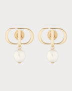 CHRISTIAN DIOR Petit CD Earrings Gold - Finish Metal and White Resin Pearls | 迪奧 耳環 (金色) - LONDONKELLY 英國名牌代購
