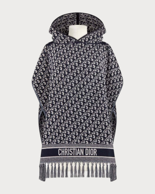 [2023 新款] CHRISTIAN DIOR Oblique Hooded Poncho | 迪奧 老花連帽披肩 (藍色老花)